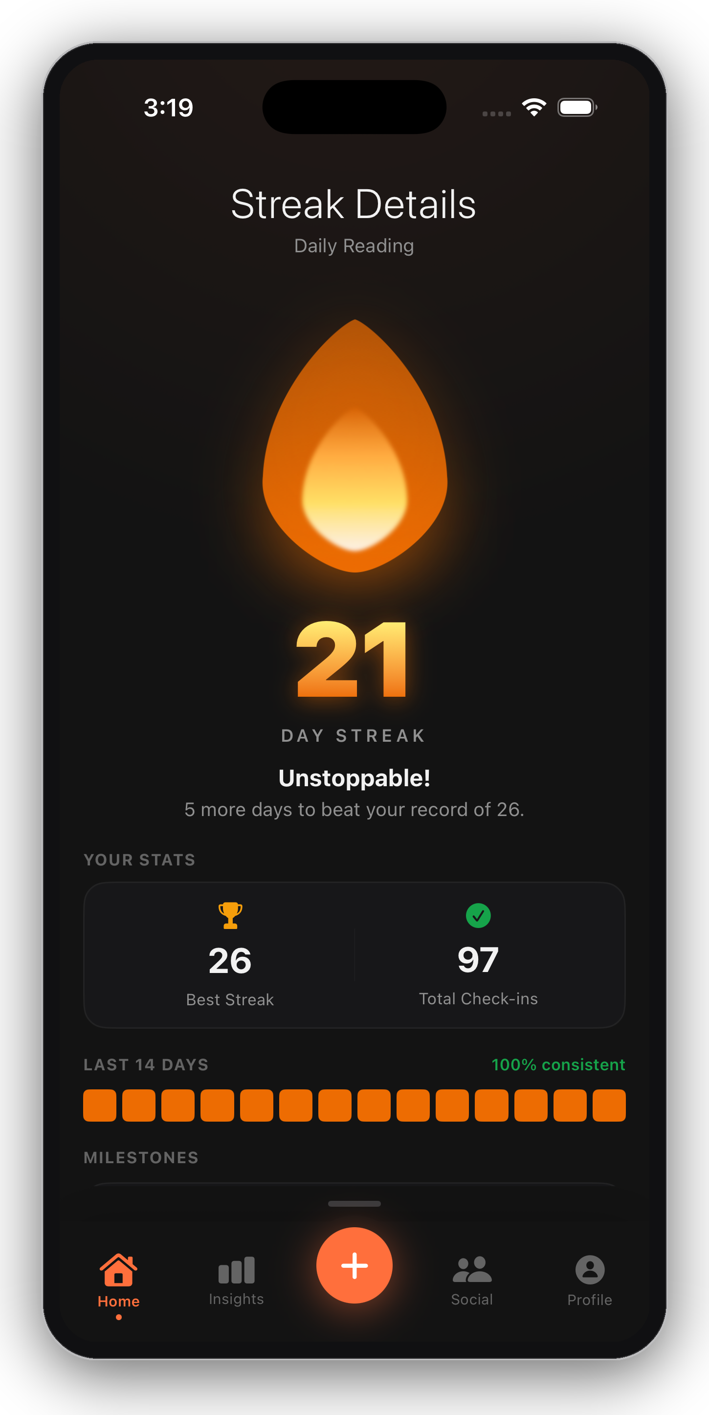 SquadCheck streak details